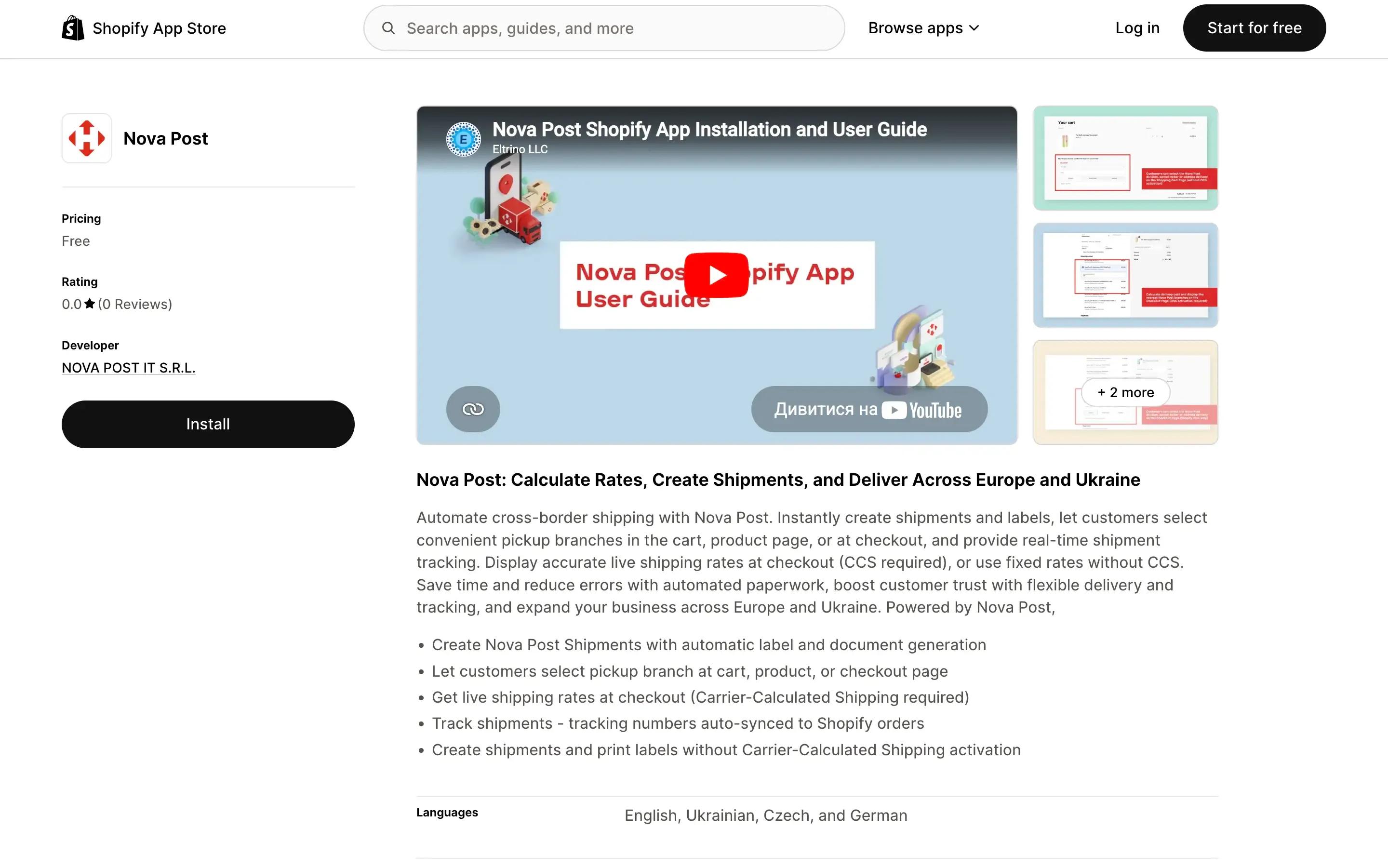Nova Post Shopify App